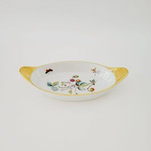 Royal Worcester Strawberry Fair Gold Trim Oval Baking Dish, Size 8, Butterfly